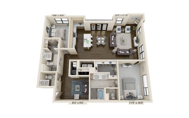 2 bedroom 2.5 bath 501 floor plan